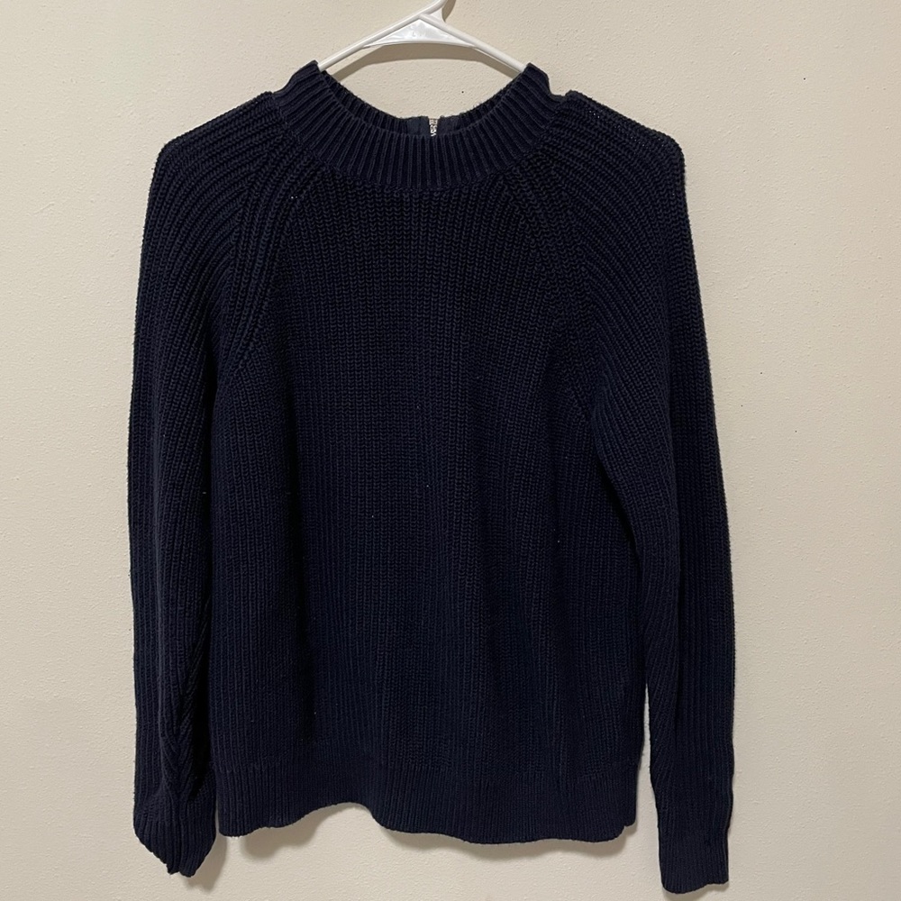 H&M Navy Blue Sweater w/ Back Zip Detail Size S